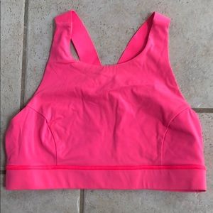 Lululemon High Neck Sports Bra Size 10 Bright Pink